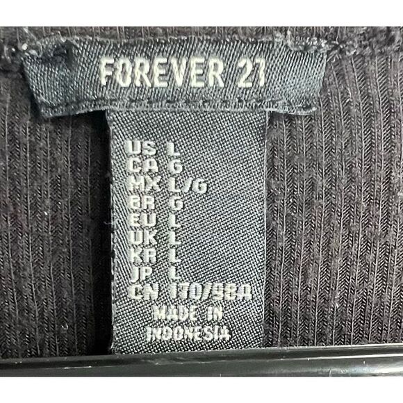 Forever 21 Black Long Sleeve Thermal T-Shirt With Open Shoulders - Picture 3 of 4